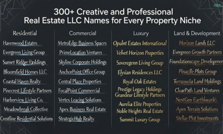 300+ Creative and Professional Real Estate LLC Names for Every Property Niche