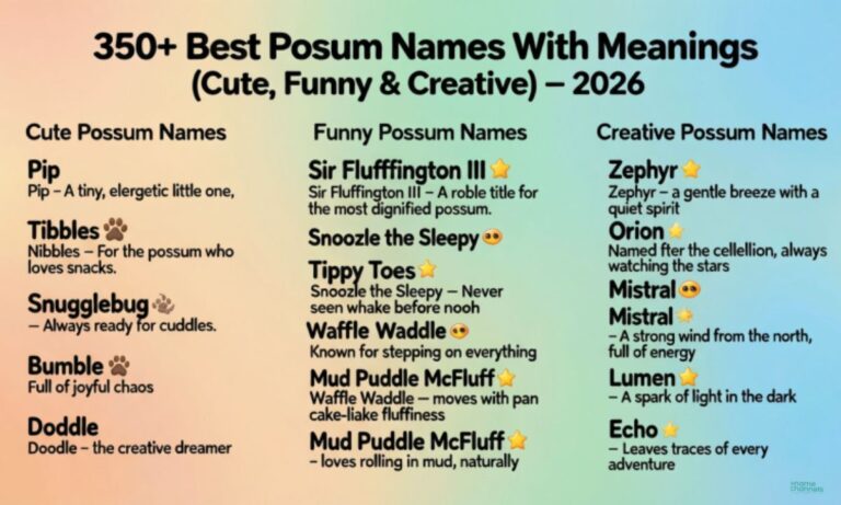 350+ Best Possum Names With Meanings (Cute, Funny & Creative) – 2026