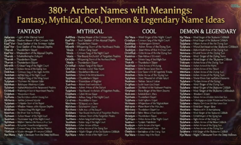 380+ Archer Names with Meanings Fantasy, Mythical, Cool, Demon & Legendary Name Ideas