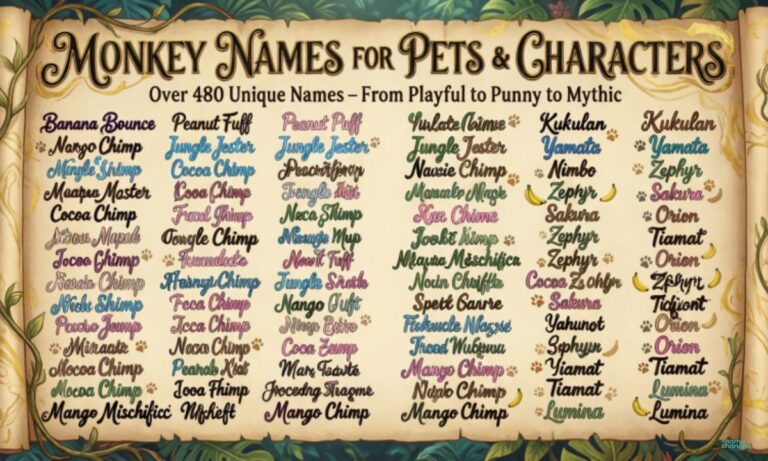 A comprehensive list of more than 480 monkey names for pets and characters