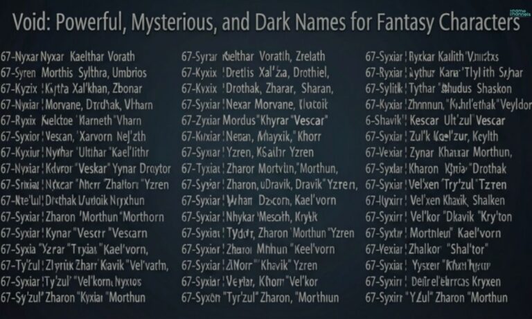 A list of 200+ names that mean Void Powerful, mysterious, and dark names for fantasy characters