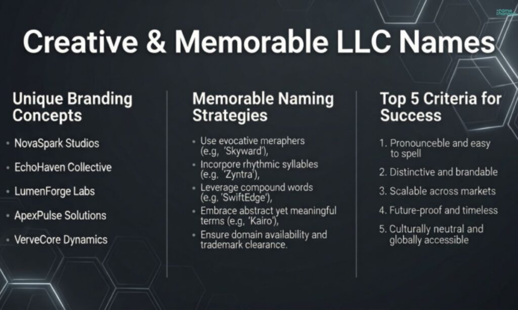 Creative & Memorable LLC Names