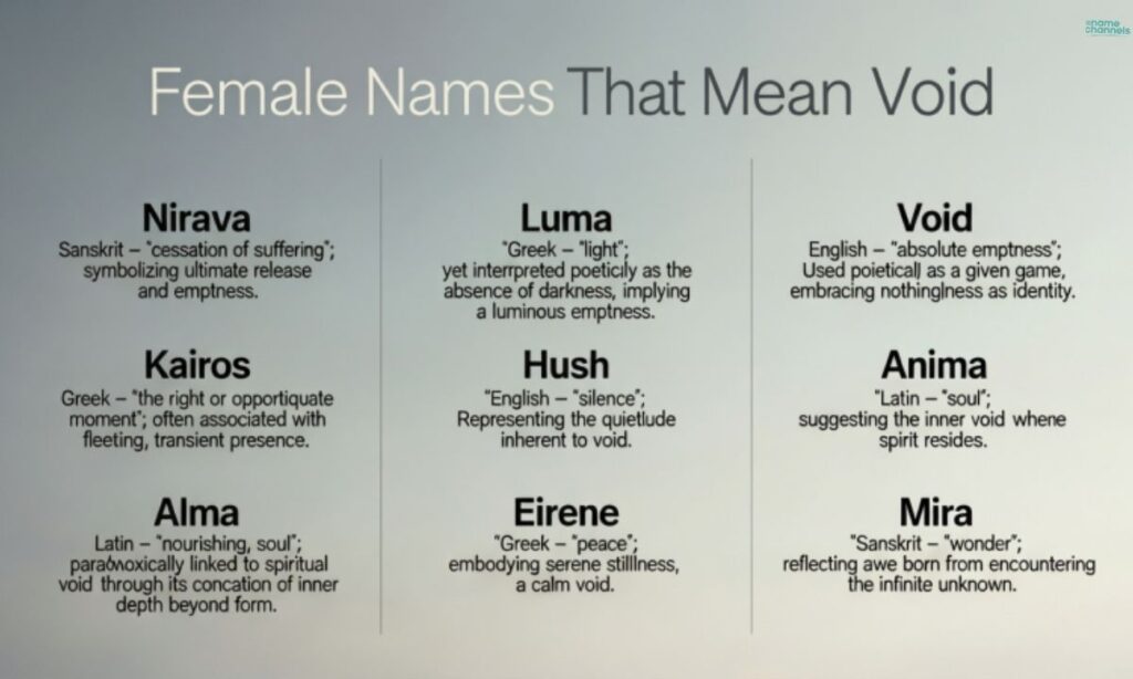 Female Names That Mean Void