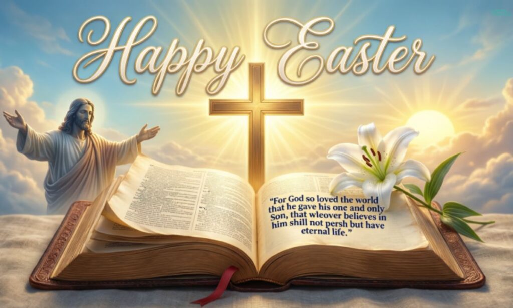 Happy Easter Blessings Bible Verse and Jesus